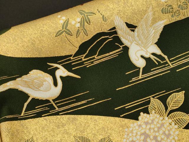 平和屋着物■豪華黒留袖 作家物 駒刺繍 白鷺 休み鳥枝梅草花文 金彩 正絹 逸品 CABJ3333ev