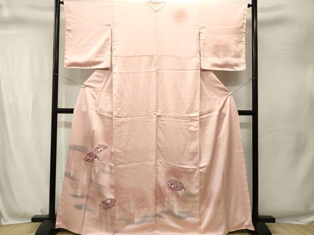 平和屋着物■訪問着 流水芒扇面花文 暈し染め 正絹 逸品 CABJ3343ev