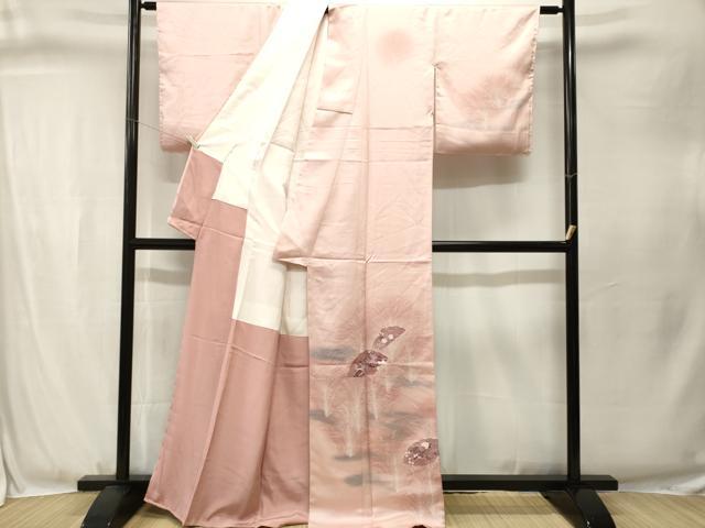 平和屋着物■訪問着 流水芒扇面花文 暈し染め 正絹 逸品 CABJ3343ev