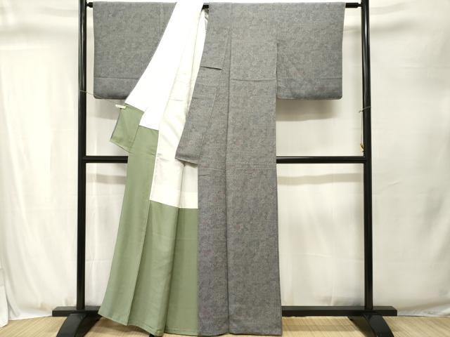 平和屋着物■上質な小紋 流水枝菊文 鬼しぼ縮緬 正絹 逸品 CABJ3349ev