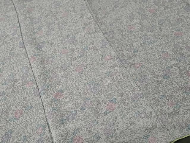 平和屋着物■上質な小紋 流水枝菊文 鬼しぼ縮緬 正絹 逸品 CABJ3349ev