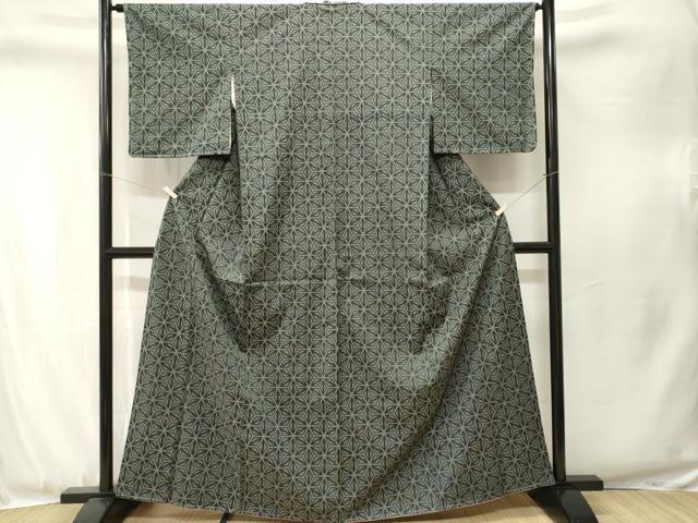 平和屋着物■上質な紬 麻の葉文 正絹 逸品 CABJ3352ev