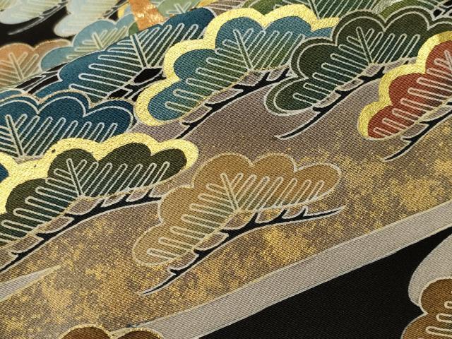 平和屋着物■豪華黒留袖 作家物 駒刺繍 飛鶴松文 正絹 逸品 CABJ3353ev