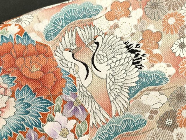 平和屋着物■豪華黒留袖 駒刺繍 扇面双鶴菱文 正絹 逸品 CABJ3355ev