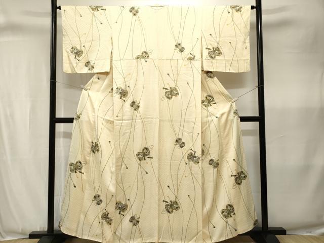 平和屋着物■上質な小紋 鼓草花文 金彩 正絹 逸品 CABJ3374ev