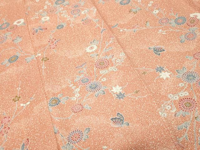平和屋着物■上質な小紋 蔦の葉花蝶文 正絹 逸品 CABJ3376ev