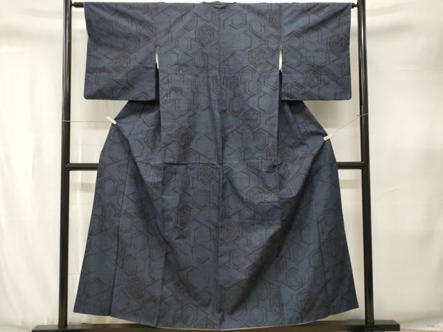 平和屋着物■結城紬 80亀甲 亀甲吉祥文 正絹 逸品 CABJ3379ev