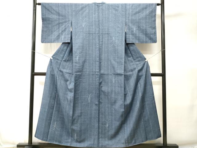 平和屋着物■上質な紬 臈纈 芒花文 反端付き 胴抜き仕立て 正絹 逸品 CABJ3413ev