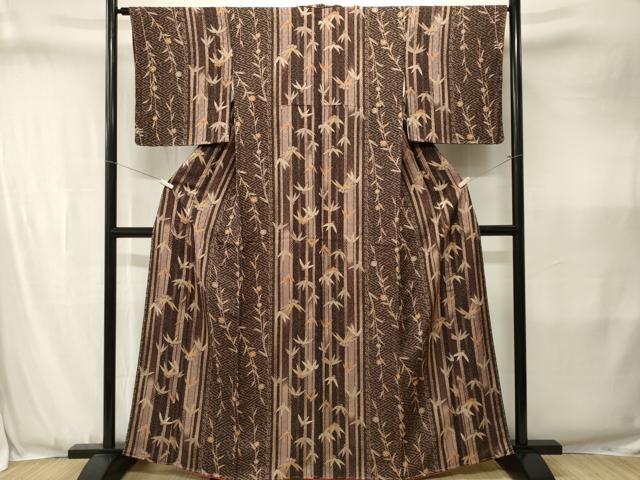平和屋着物■上質な小紋 笹 枝垂れ桜文 暈し染め 正絹 逸品 CABJ3425ev