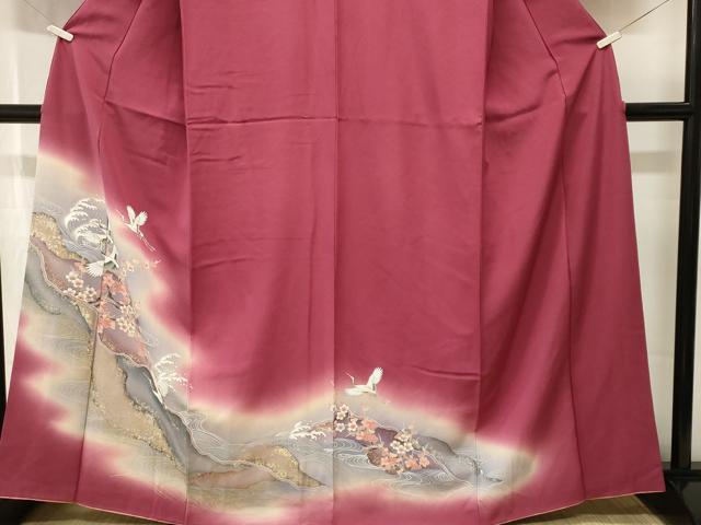 平和屋着物■訪問着 立波枝梅飛鶴文 暈し染め 金彩 正絹 逸品 CABJ3430ev