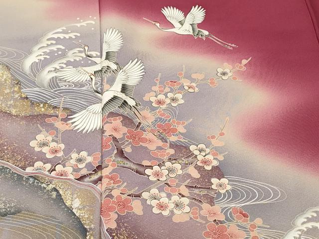 平和屋着物■訪問着 立波枝梅飛鶴文 暈し染め 金彩 正絹 逸品 CABJ3430ev