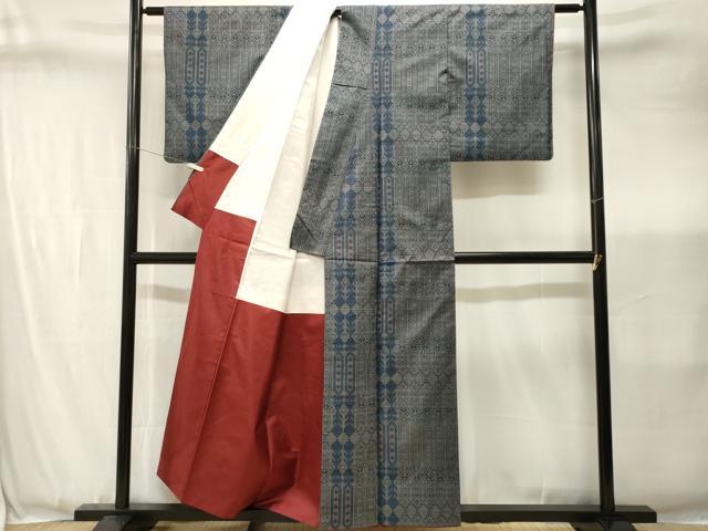 平和屋着物■本場大島紬 7マルキ 幾何学文様 正絹 逸品 CABJ3439ev