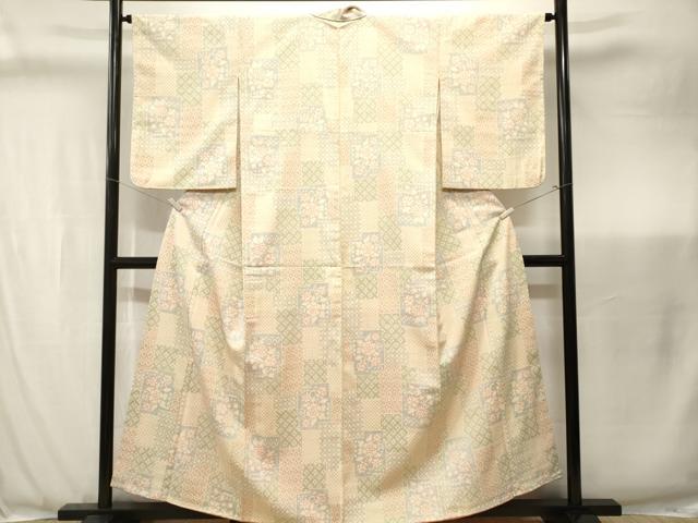 平和屋着物■上質な紬 色紙重ね吉祥花文 正絹 逸品 CABJ3444ev