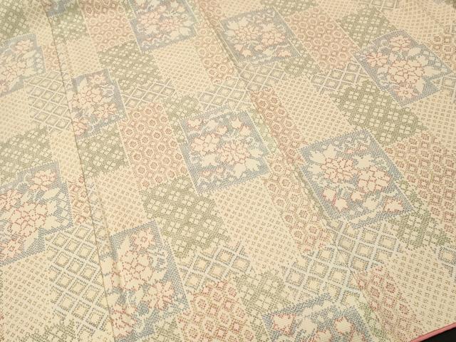 平和屋着物■上質な紬 色紙重ね吉祥花文 正絹 逸品 CABJ3444ev