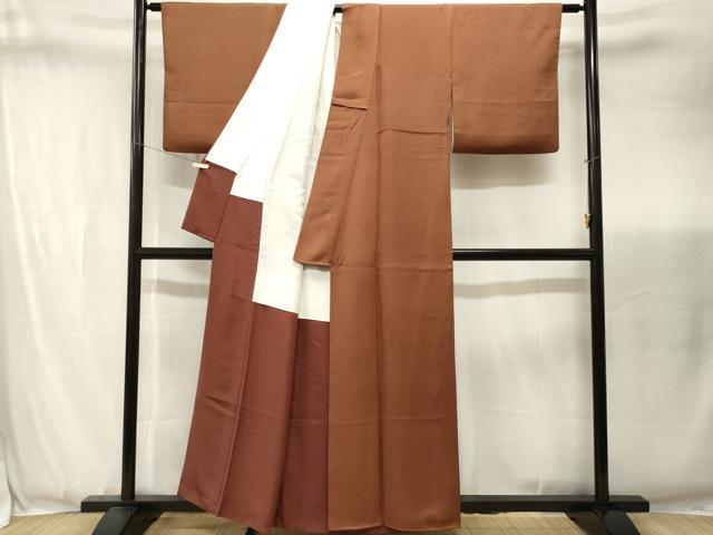 平和屋着物■上質な色無地 唐茶色 正絹 逸品 CABJ3448ev