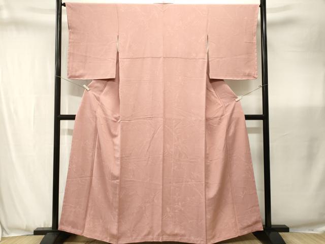 平和屋着物■上質な色無地 枝花地紋 白茶色 正絹 逸品 CABJ3450ev