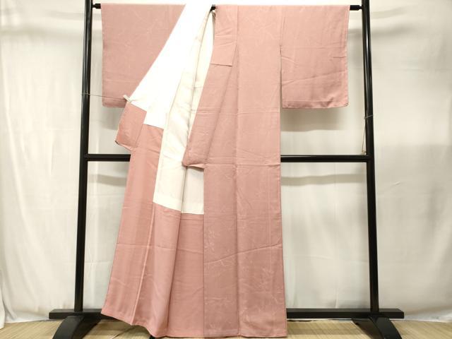 平和屋着物■上質な色無地 枝花地紋 白茶色 正絹 逸品 CABJ3450ev