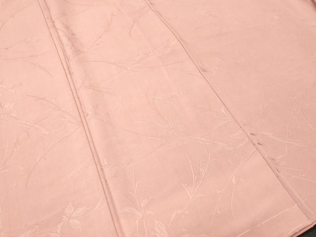 平和屋着物■上質な色無地 枝花地紋 白茶色 正絹 逸品 CABJ3450ev