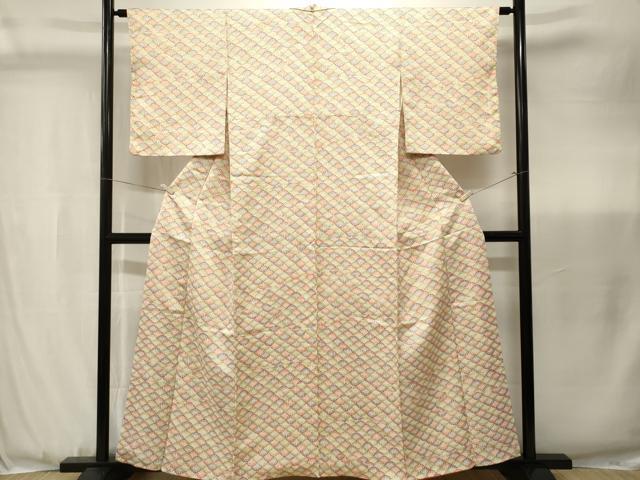 平和屋着物■上質な小紋 檜扇文 正絹 逸品 CABJ3462ev