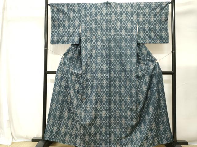 平和屋着物■上質な紬 松皮菱絵絣文 正絹 逸品 CABJ3465ev