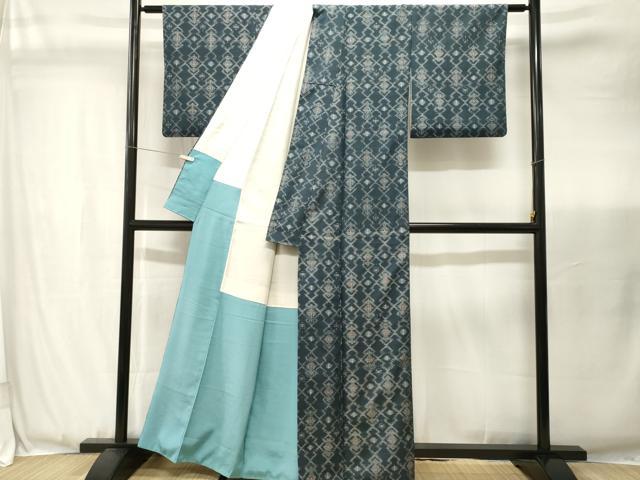 平和屋着物■上質な紬 松皮菱絵絣文 正絹 逸品 CABJ3465ev
