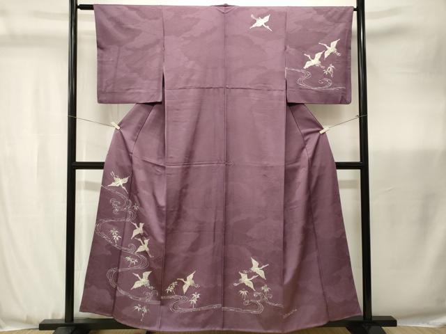 平和屋着物■訪問着 手描き 流水飛鶴文 正絹 逸品 CABJ3468ev