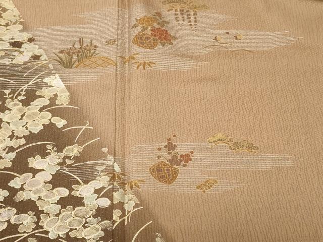 平和屋着物■訪問着 松竹梅 籬花籠文 暈し染め 金銀彩 正絹 逸品 CABJ3469ev