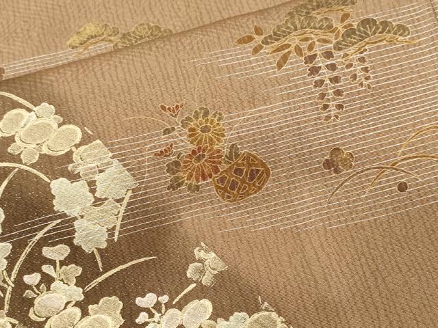 平和屋着物■訪問着 松竹梅 籬花籠文 暈し染め 金銀彩 正絹 逸品 CABJ3469ev