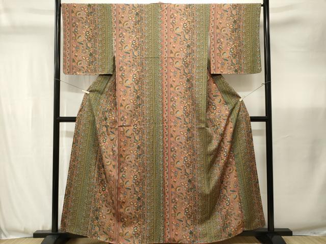 平和屋着物■上質な小紋 更紗花間道 正絹 逸品 CABJ3472ev