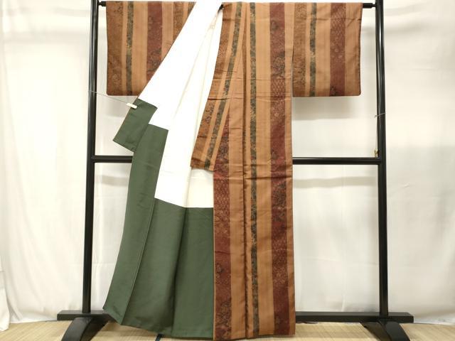 平和屋着物■上質な小紋 紬地 更紗花間道 正絹 逸品 CABJ3475ev