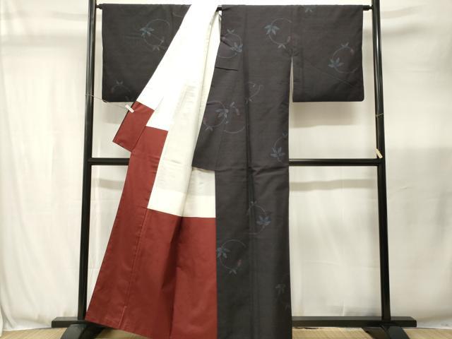 平和屋着物■上質な紬 枝花文 正絹 逸品 CABJ3477ev