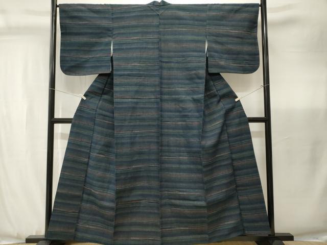 平和屋着物■上質な紬 横段文 正絹 逸品 CABJ3479ev