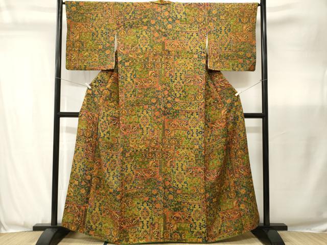 平和屋着物■上質な小紋 更紗吉祥花文 正絹 逸品 CABJ3484ev