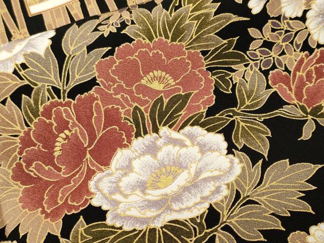平和屋着物■豪華黒留袖 作家物 流水草花文 百人一首 金彩 正絹 逸品 CABJ3490ev
