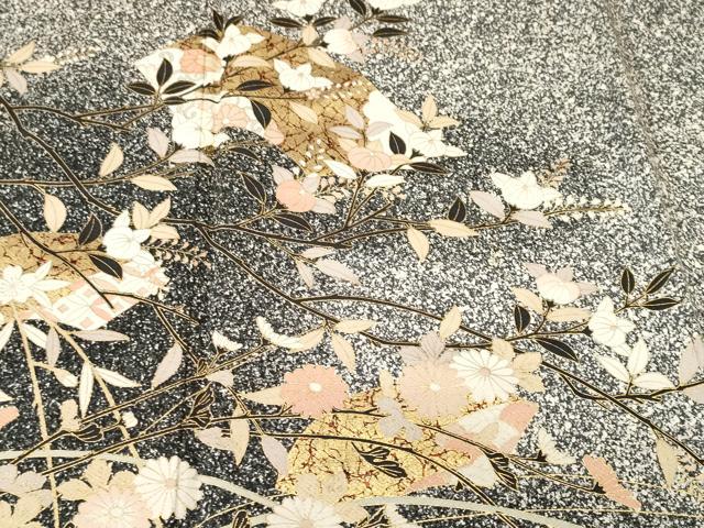 平和屋着物■訪問着 地紙枝花文 たたき染め 金彩 正絹 逸品 CABJ3498ev