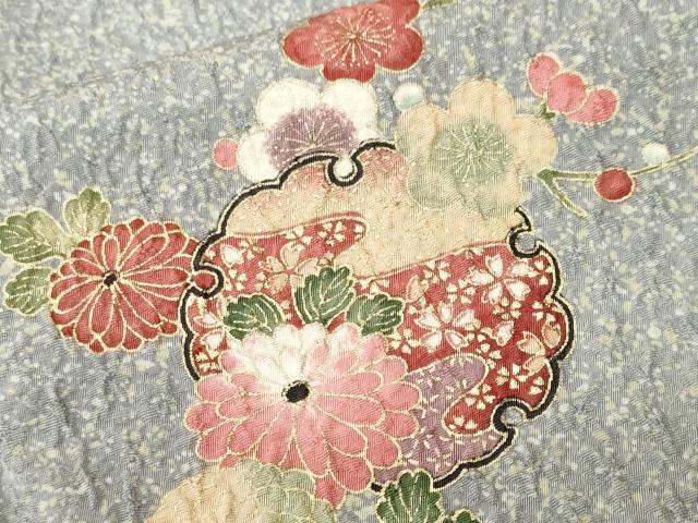 平和屋着物■上質な小紋 雪輪草花文 金彩 正絹 逸品 CABJ3500ev
