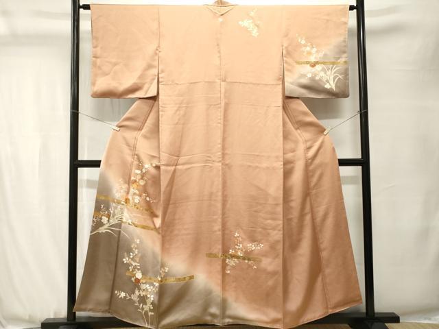 平和屋着物■訪問着 駒刺繍 枝花文 暈し染め 金彩 正絹 逸品 CABJ3501ev