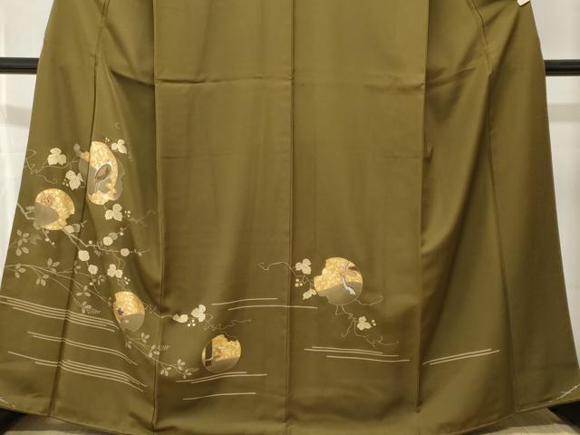 平和屋着物■訪問着 刺繍 蔦の葉松竹梅飛鶴文 金彩 正絹 逸品 CABJ3512ev
