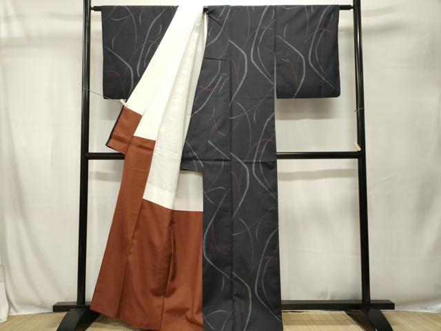 平和屋着物■上質な紬 抽象文 正絹 逸品 CABJ3519ev