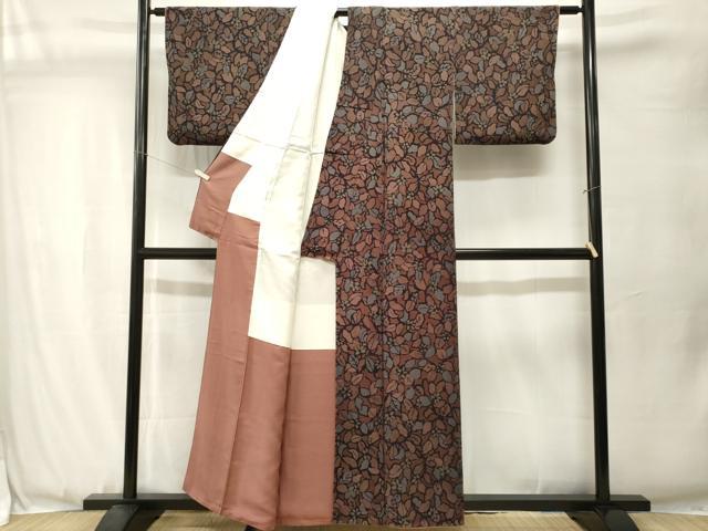 平和屋着物■上質な小紋 草花文 鬼しぼ縮緬 正絹 逸品 CABJ3520ev