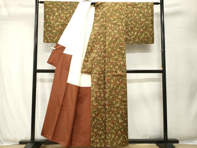 平和屋着物■本場染大島紬 葉尽くし 正絹 逸品 CABJ3527ev