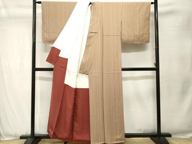平和屋着物■上質な小紋 縞 正絹 逸品 CABJ3536ev