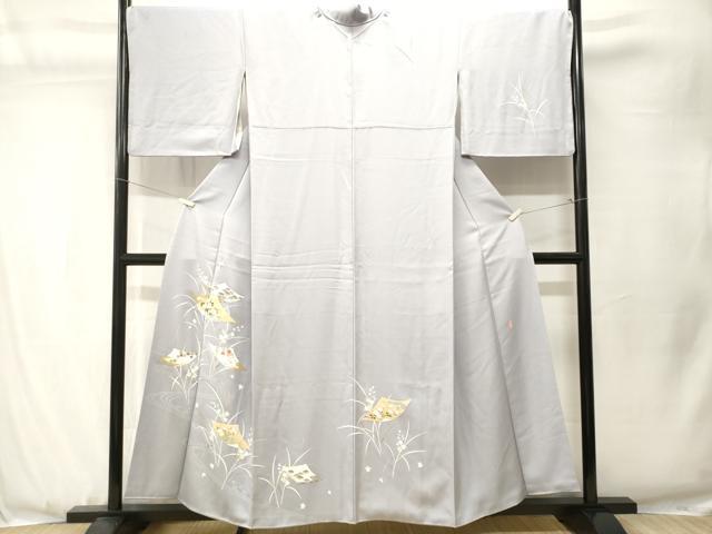 平和屋着物■訪問着 作家物 色紙流水草花文 金彩 正絹 逸品 CABJ3539ev