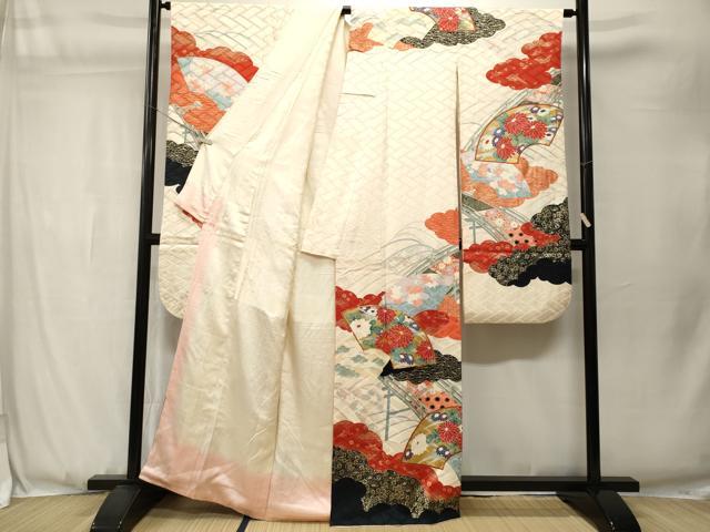 平和屋着物■豪華振袖 駒刺繍 松竹梅 地紙流水花文 金彩 正絹 逸品 CABJ3542ev
