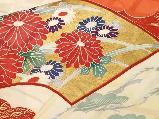 平和屋着物■豪華振袖 駒刺繍 松竹梅 地紙流水花文 金彩 正絹 逸品 CABJ3542ev