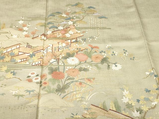 平和屋着物■訪問着 松竹梅風景文 暈し染め 金彩 正絹 逸品 CABJ3548ev
