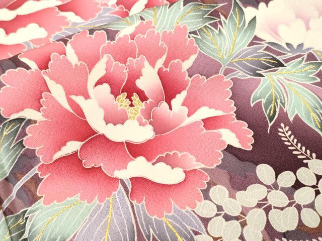 平和屋着物●豪華振袖 流水枝花文 暈し染め 金彩 正絹 逸品 CABJ3558ev