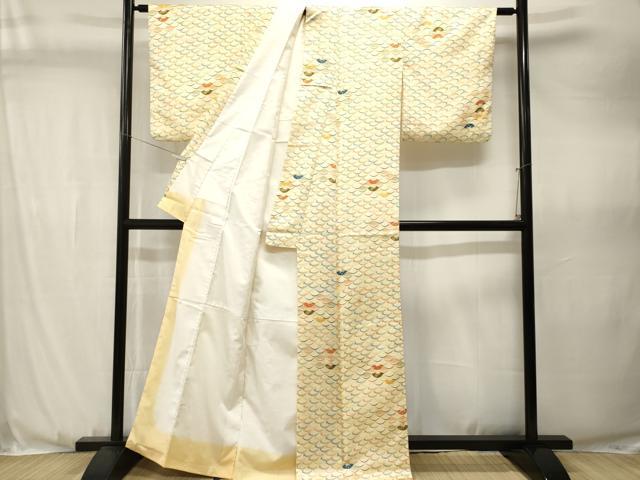 平和屋着物■小紋 扇面溢れ松葉花文 洗える着物 CABJ3572ev