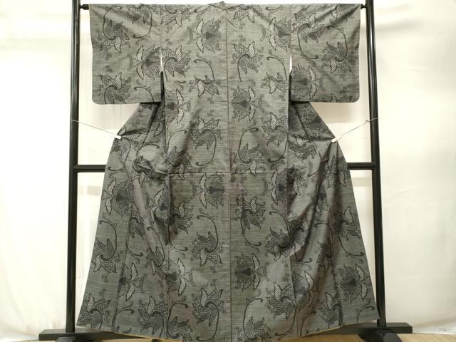 平和屋着物■本場大島紬 7マルキ 花唐草文 正絹 逸品 CABJ3573ev