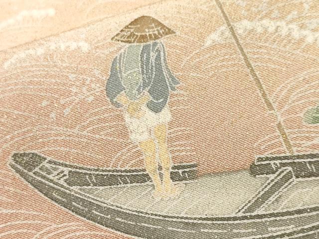 平和屋着物■訪問着 浜松人物文 暈し染め 金彩 正絹 逸品 CABJ3585ev